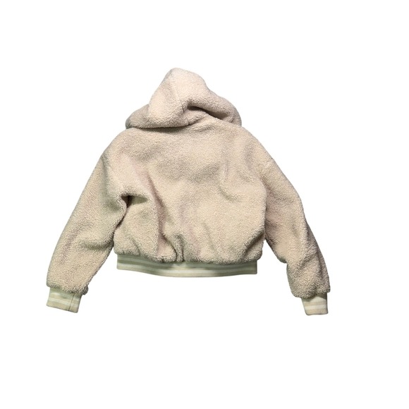 Scoop Cream Sherpa Fleece Teddy Bear Jacket Hooded Zip Up Bomber Style Small Y2K - Picture 4 of 10